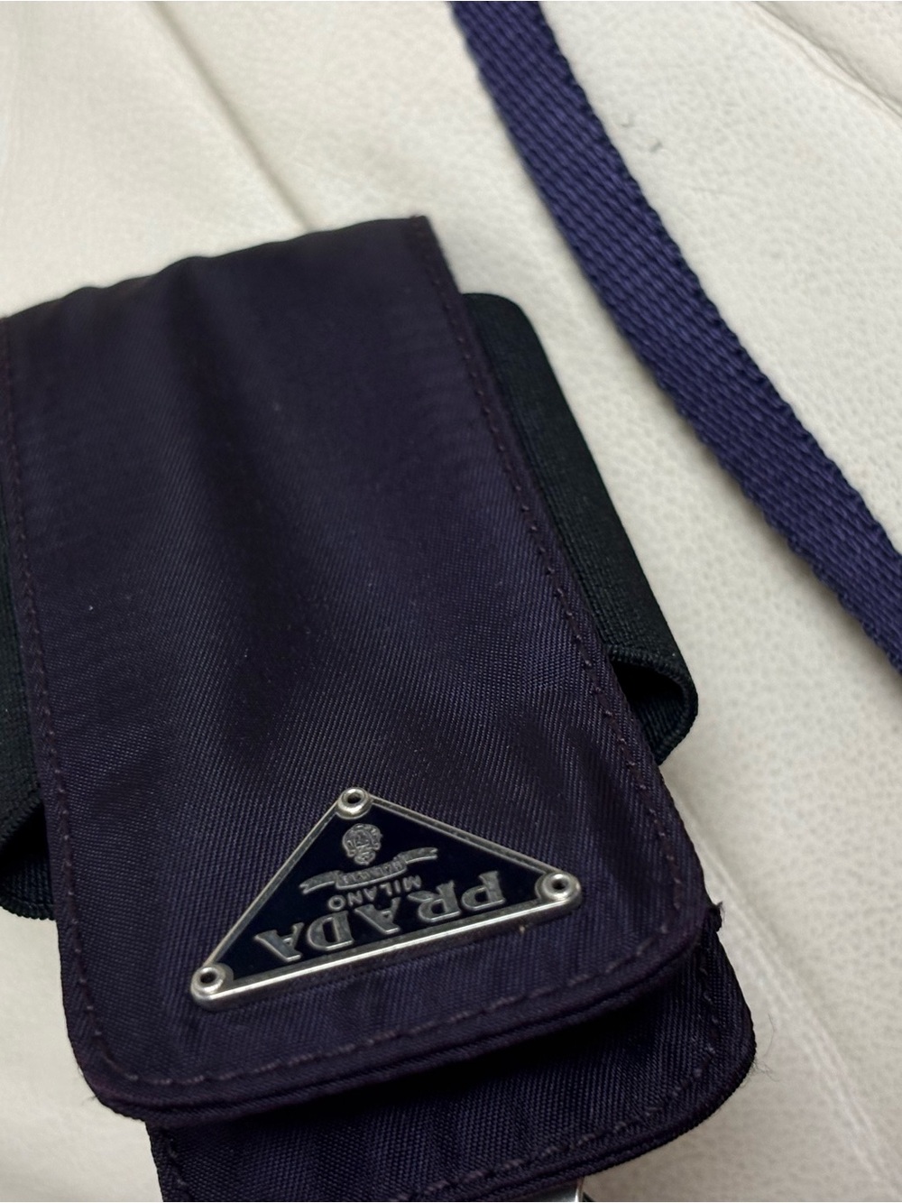 VTG PRADA Purple Phone Holder w/ Removable Lanyard Triangle Logo - Picture 9 of 15